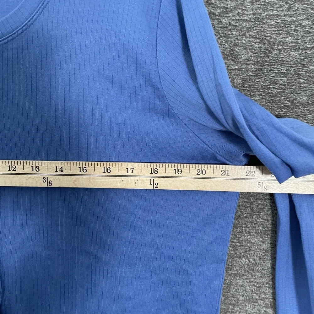 Wool& Cardigan Sweater Womens XL Blue Merino Wool Nylon Button Front Rib Knit - Picture 4 of 6